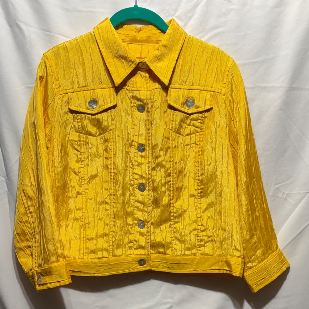 Ruby Rd. Textured Yellow Jean Jacket - image 1
